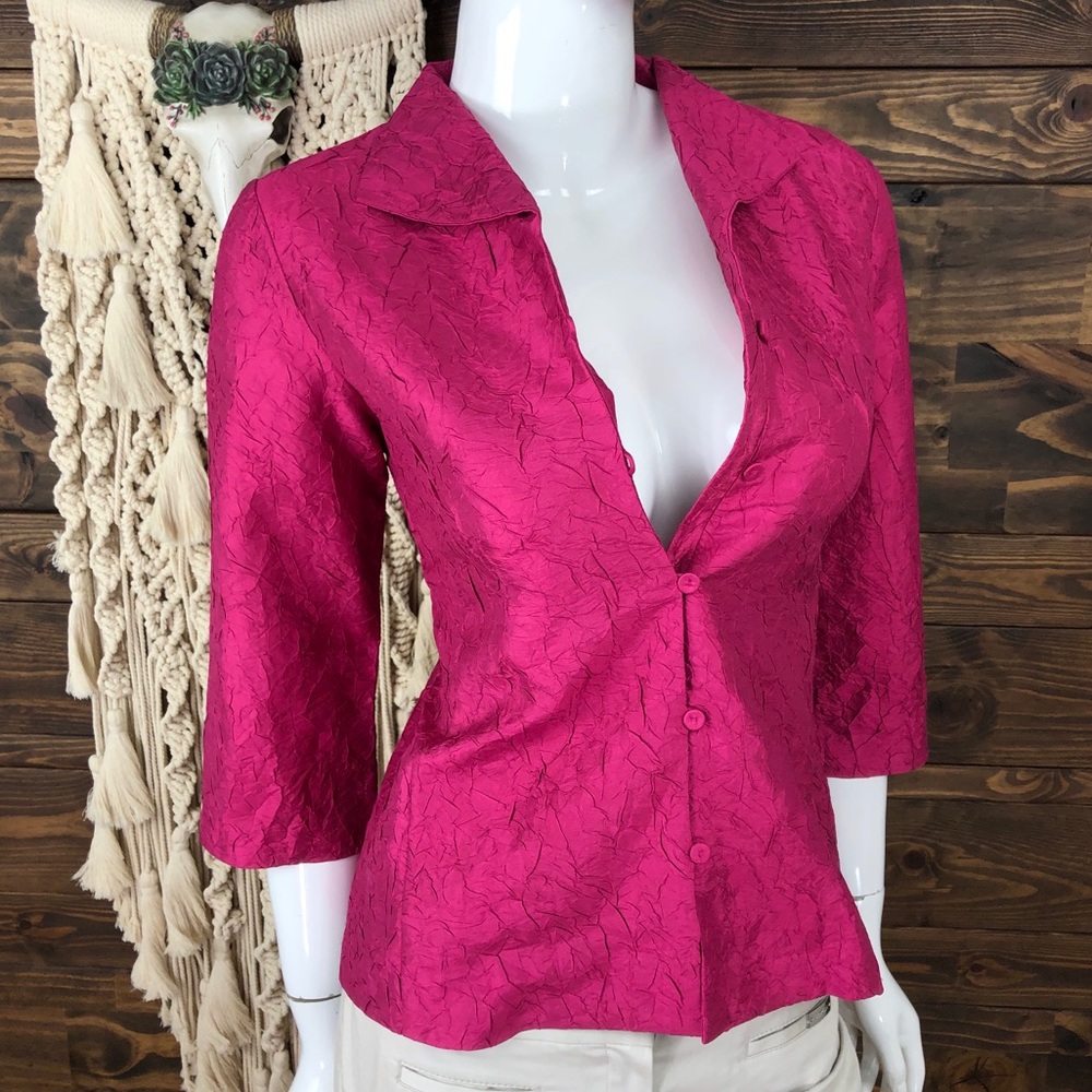 Eileen Fisher | Crinkle Wrinkle Silk Button Down